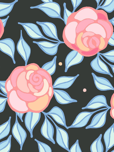 'Groovy Floral' Wallpaper by Barbie™ - Charcoal