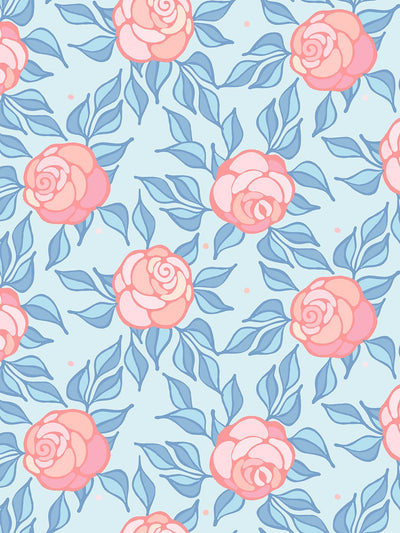 'Groovy Floral' Wallpaper by Barbie™ - Baby Blue