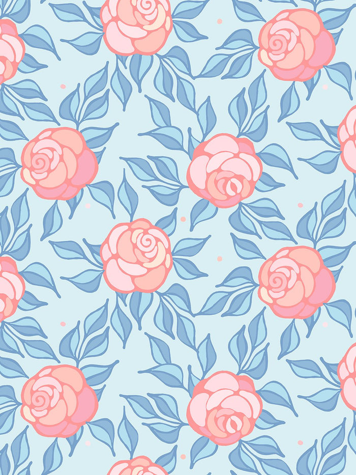 'Groovy Floral' Wallpaper by Barbie™ - Baby Blue