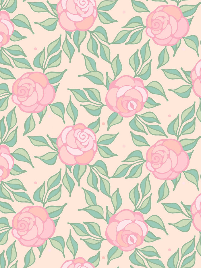 'Groovy Floral' Wallpaper by Barbie™ - Peach