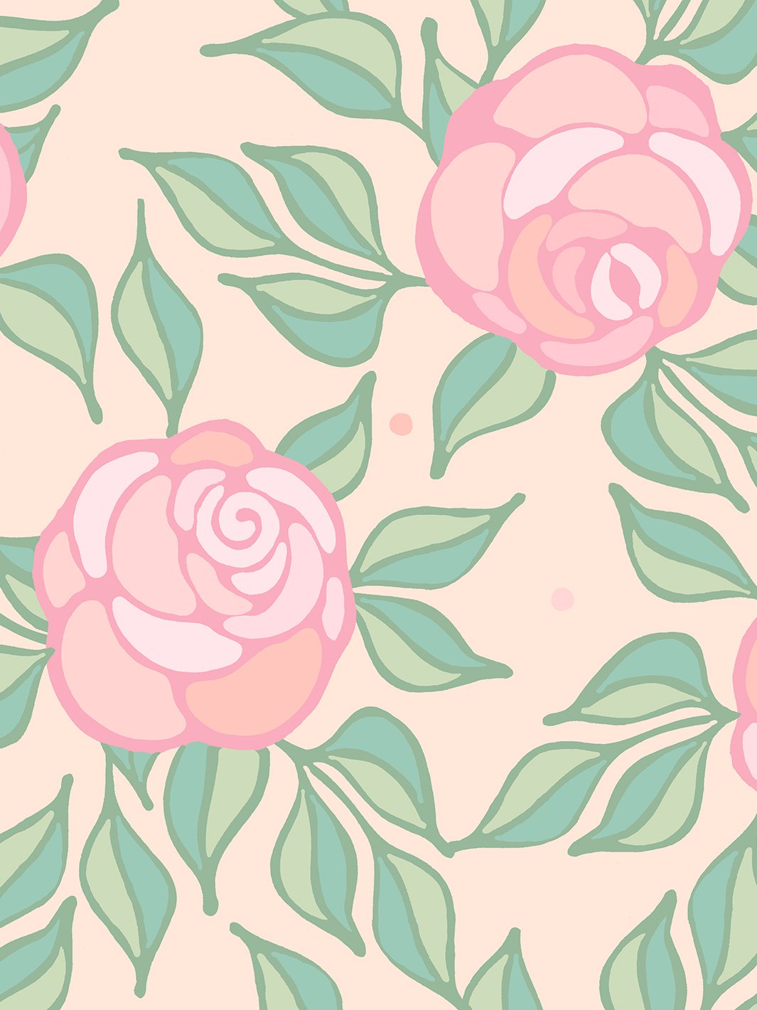 groovy floral wallpaper by barbie peach