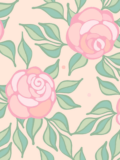 'Groovy Floral' Wallpaper by Barbie™ - Peach