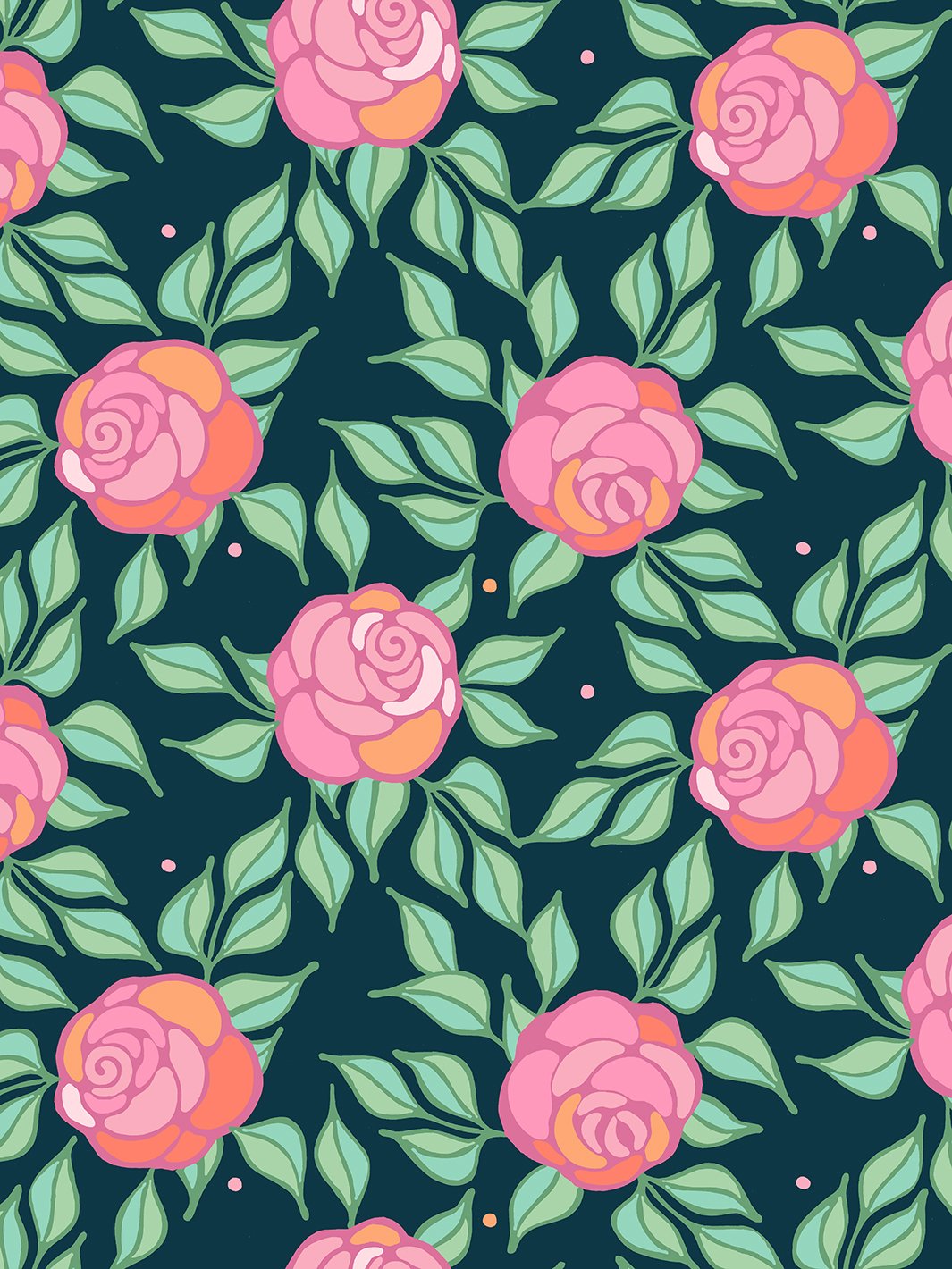 'Groovy Floral' Wallpaper by Barbie™ - Peacock