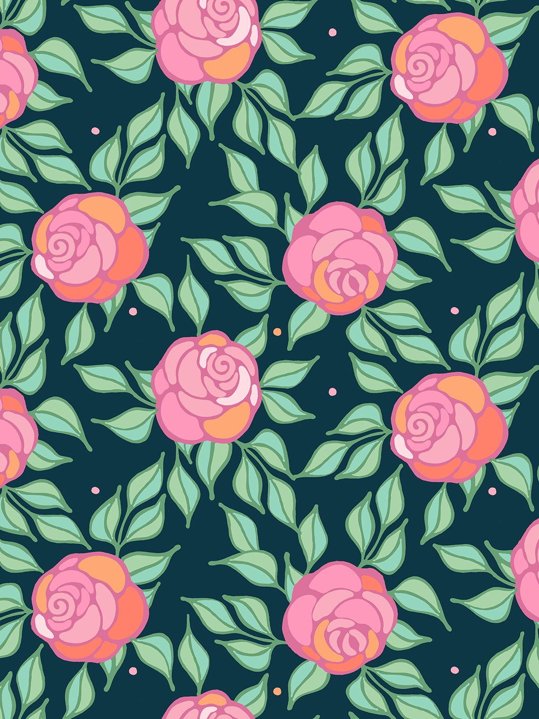 'Groovy Floral' Wallpaper by Barbie™ - Peacock