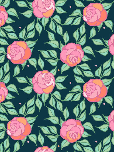'Groovy Floral' Wallpaper by Barbie™ - Peacock
