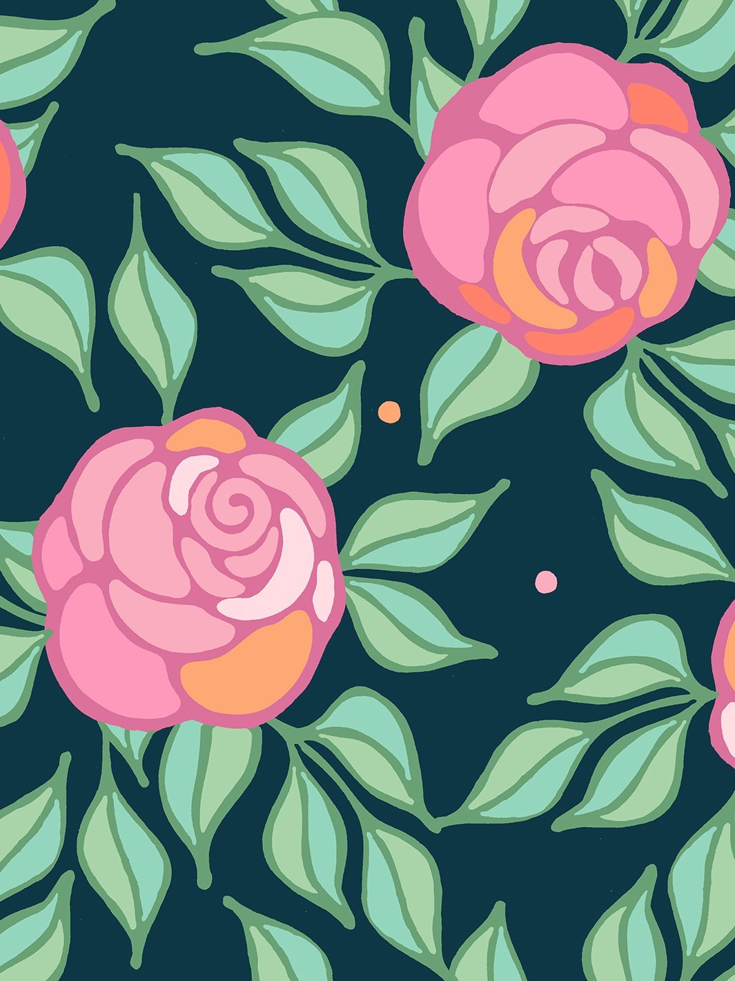 'Groovy Floral' Wallpaper by Barbie™ - Peacock