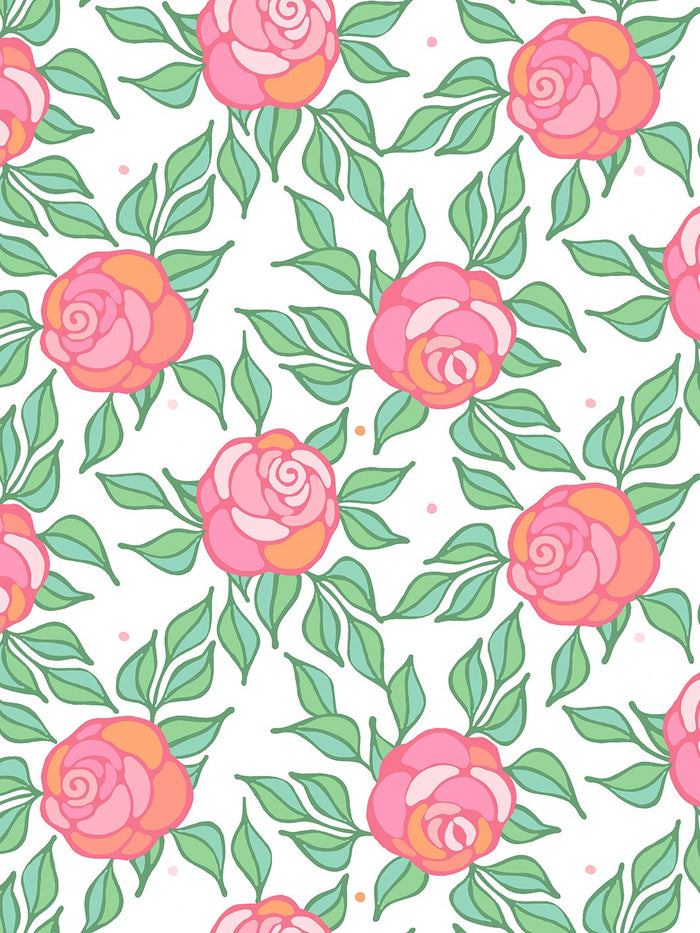 'Groovy Floral' Wallpaper by Barbie™ - Rose