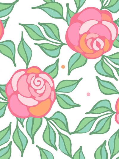 'Groovy Floral' Wallpaper by Barbie™ - Rose