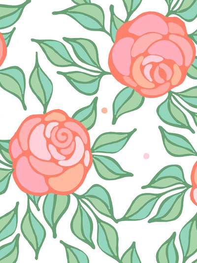 'Groovy Floral' Wallpaper by Barbie™ - Watermelon