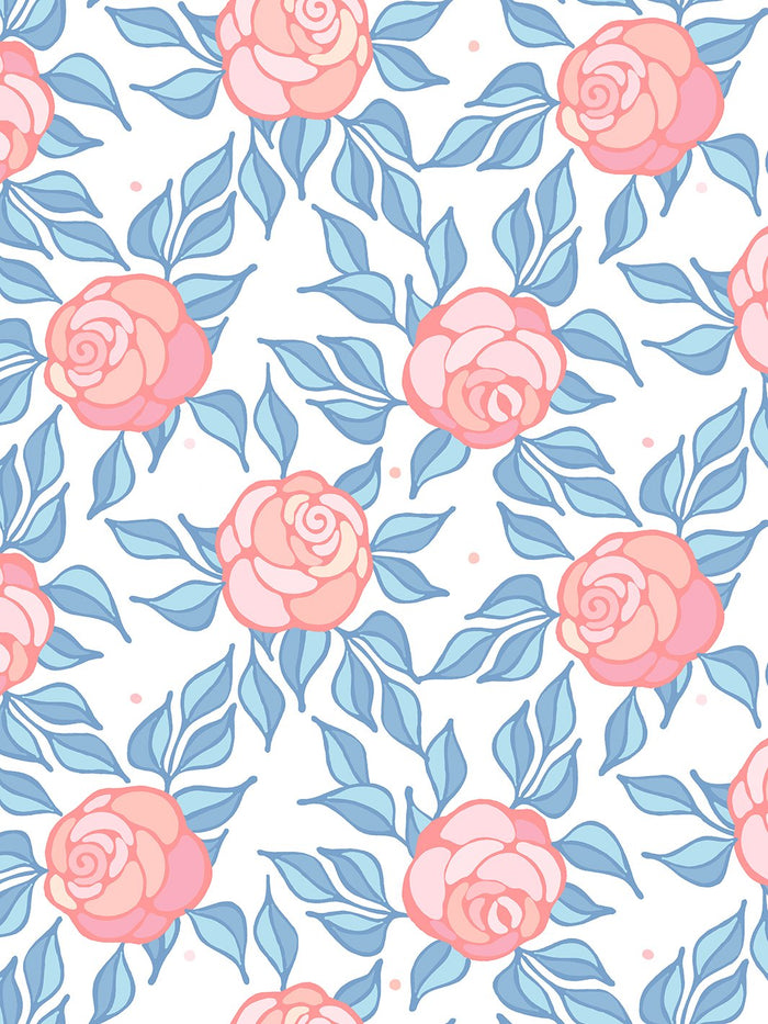 'Groovy Floral' Wallpaper by Barbie™ - Pale Blue