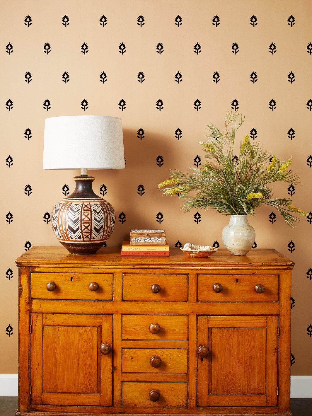 'Block Print' Kraft' Wallpaper by Sugar Paper - Black