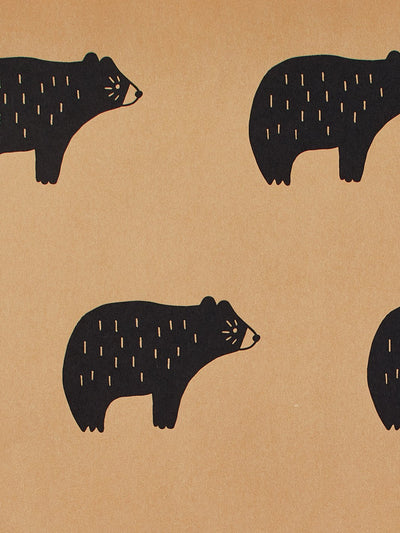 'Chubby Bear' Kraft' Wallpaper by Tea Collection - Black