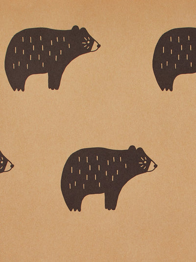'Chubby Bear' Kraft' Wallpaper by Tea Collection - Chocolate