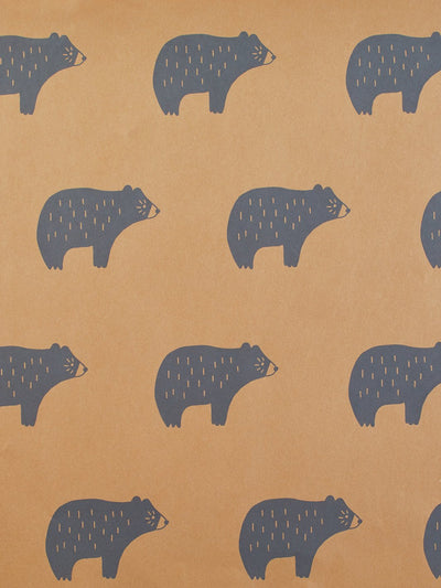 'Chubby Bear' Kraft' Wallpaper by Tea Collection - Cornflower
