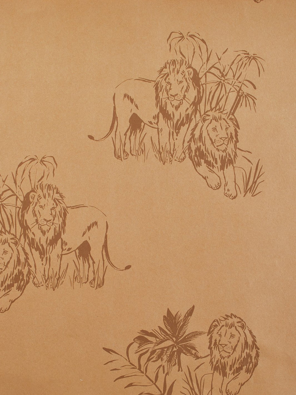 foliage lions kraft wallpaper by tea collection