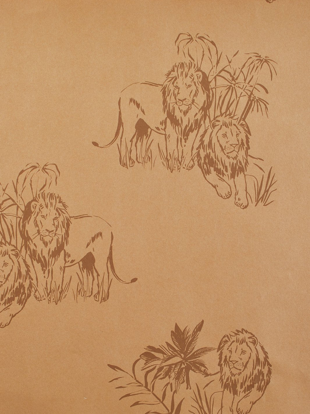 'Foliage Lions' Kraft' Wallpaper by Tea Collection