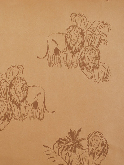 foliage lions kraft wallpaper by tea collection