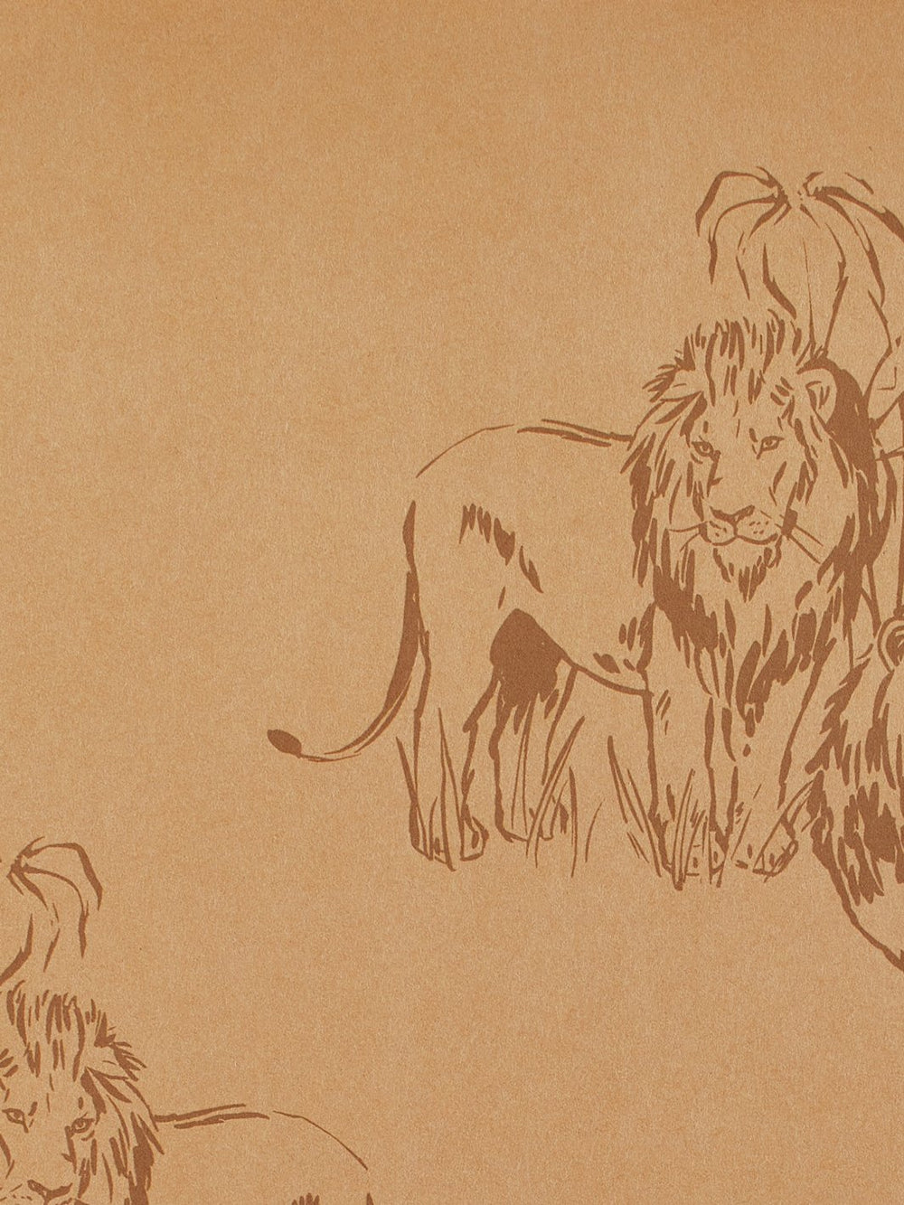 foliage lions kraft wallpaper by tea collection