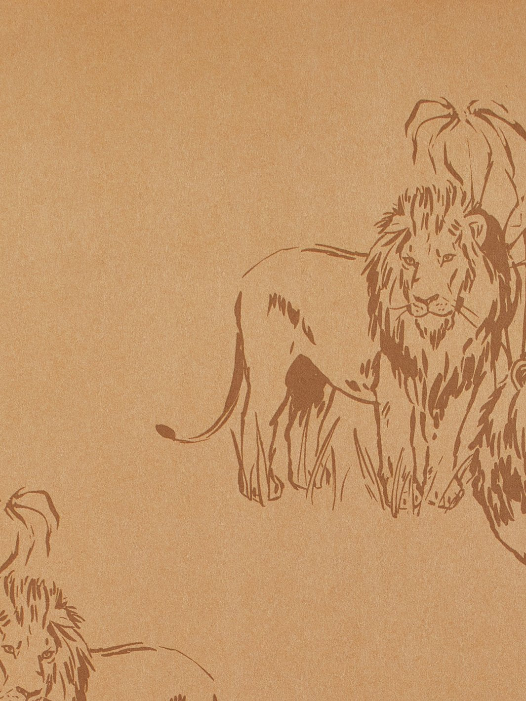 foliage lions kraft wallpaper by tea collection