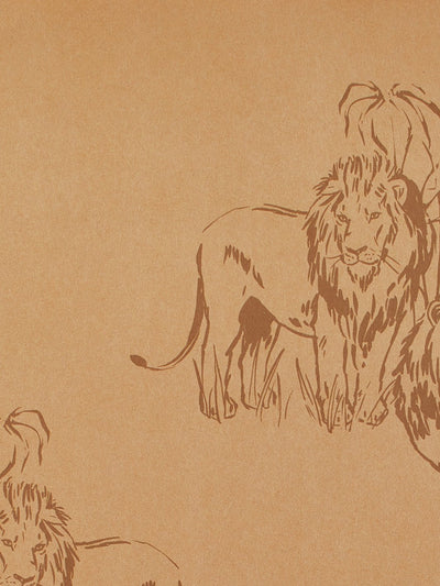 foliage lions kraft wallpaper by tea collection