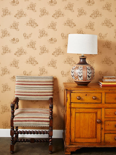 foliage lions kraft wallpaper by tea collection