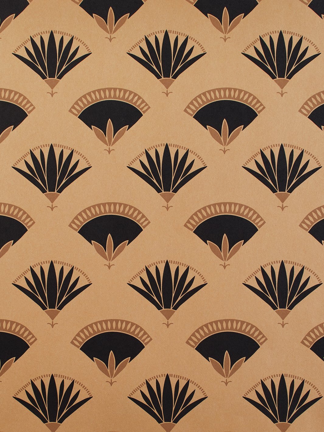 'Lotus & Papyrus' Kraft' Wallpaper by Tea Collection - Black