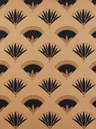 'Lotus & Papyrus' Kraft' Wallpaper by Tea Collection - Black