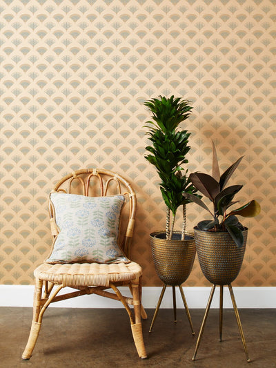 'Lotus & Papyrus' Kraft' Wallpaper by Tea Collection - Elephant