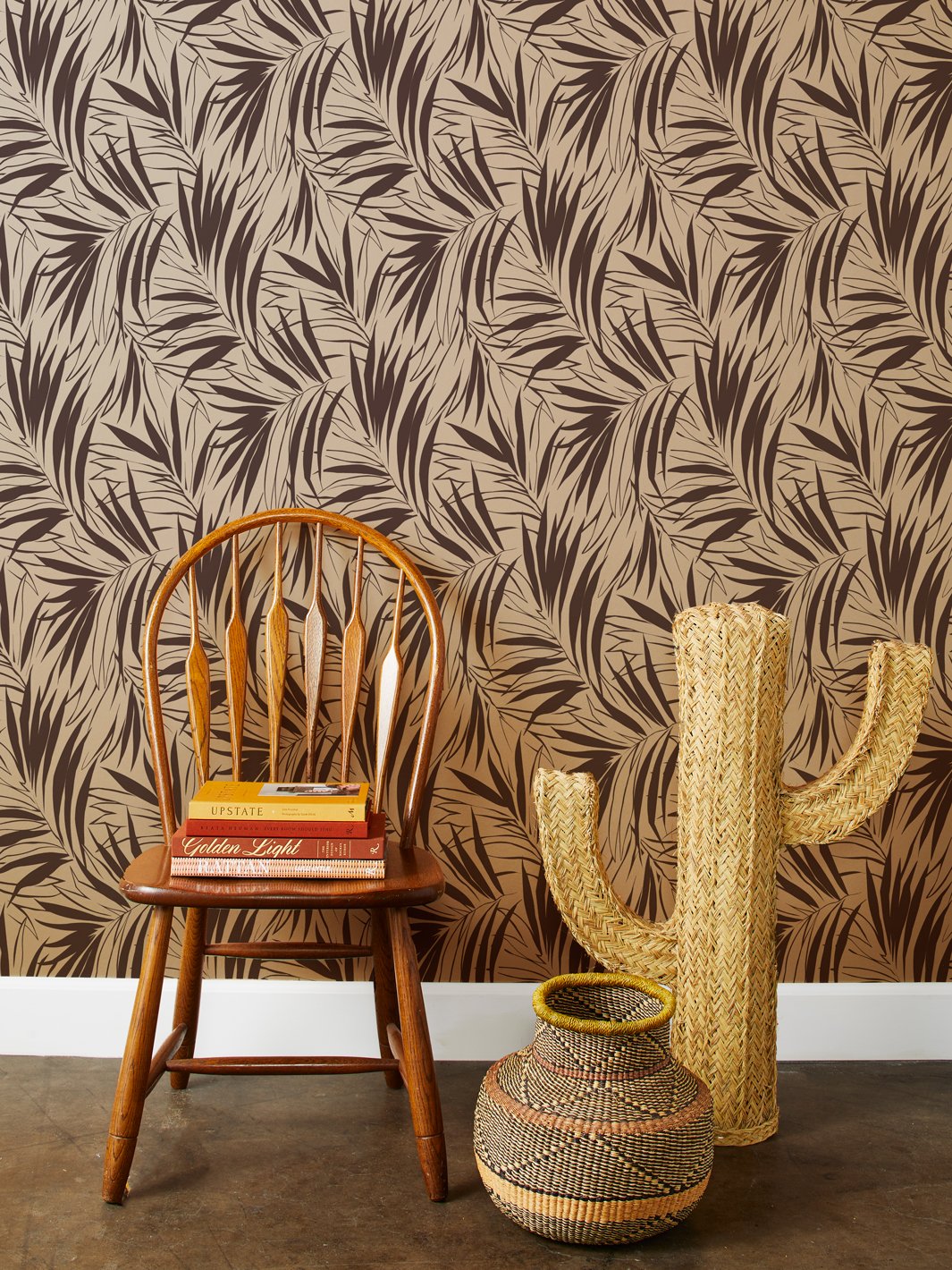 majesty palm kraft wallpaper chocolate