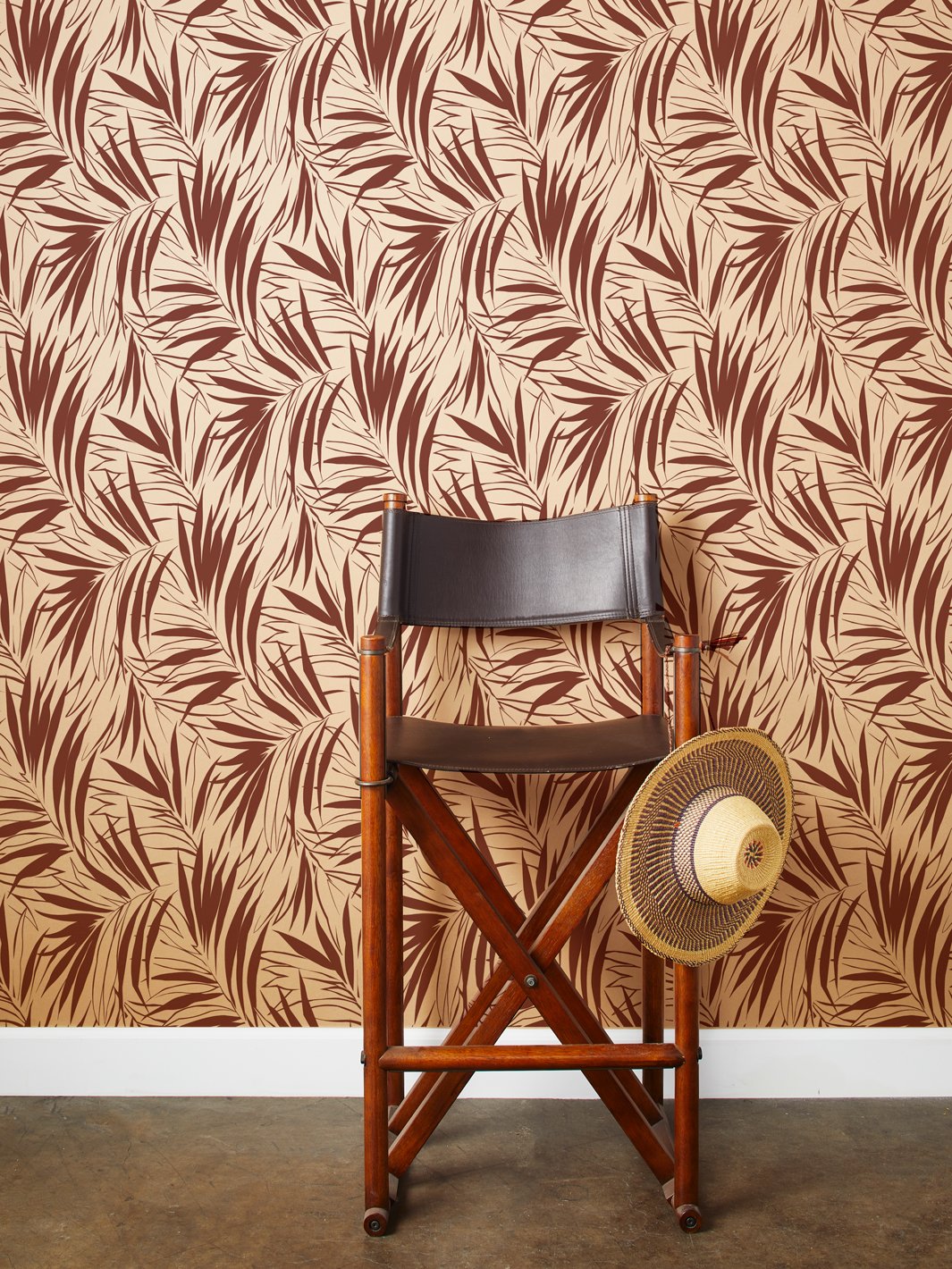 majesty palm kraft wallpaper rust