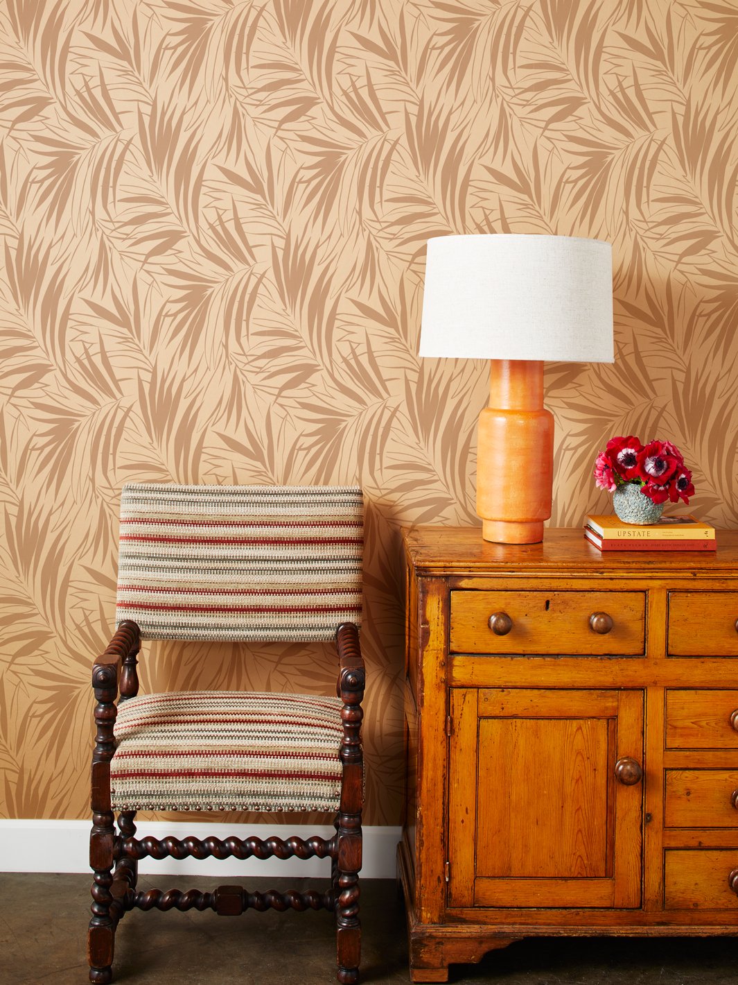 majesty palm kraft wallpaper taupe