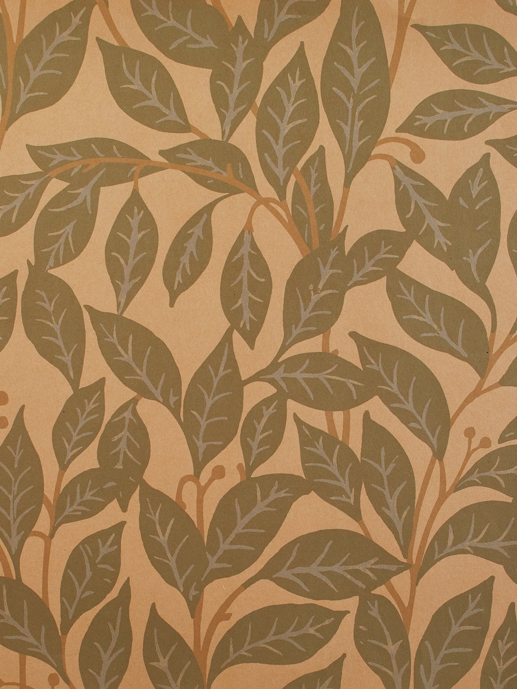 orchard leaves kraft wallpaper green