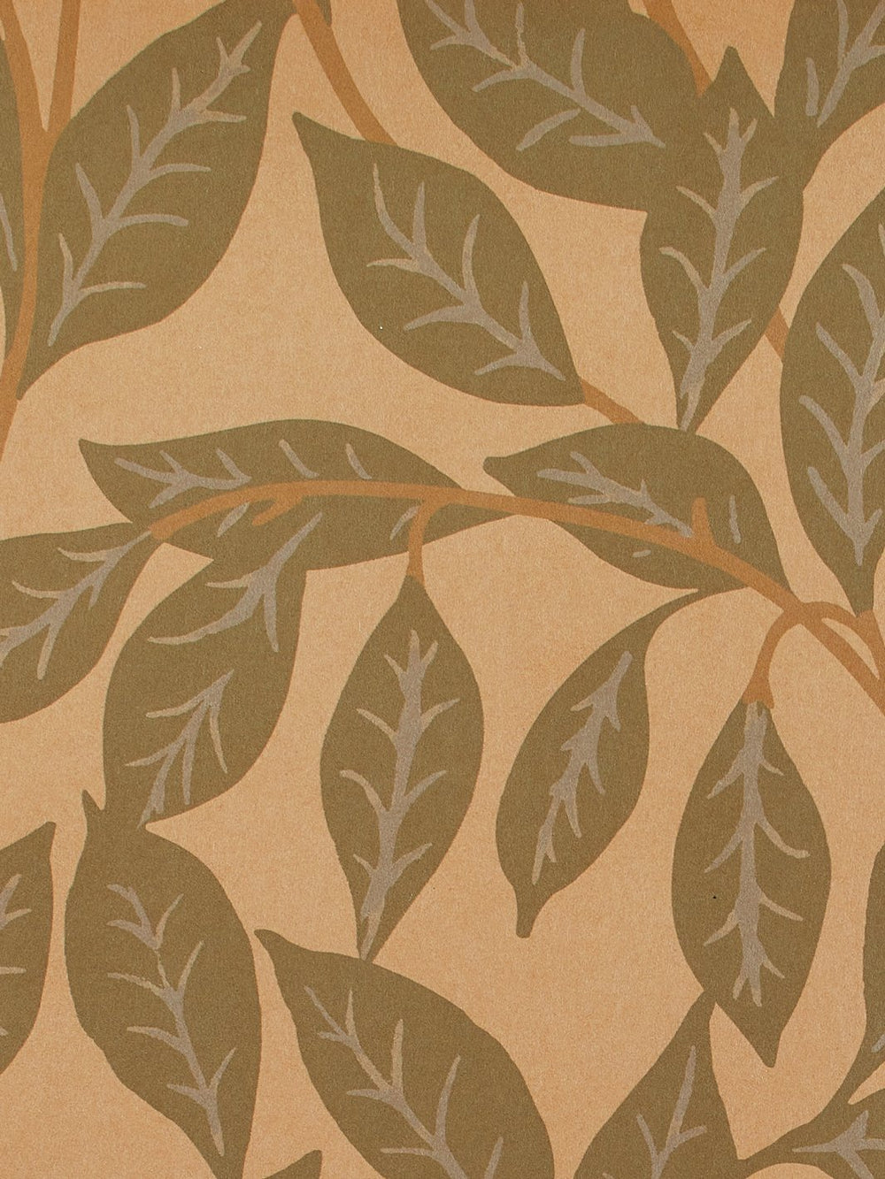 orchard leaves kraft wallpaper green