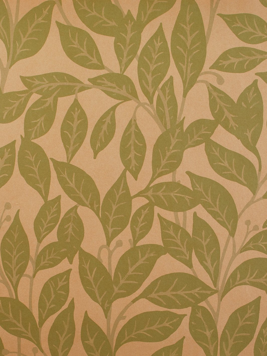 'Orchard Leaves' Kraft' Wallpaper by Wallshoppe - Spring Green