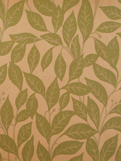 orchard leaves kraft wallpaper spring green