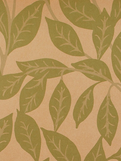 orchard leaves kraft wallpaper spring green