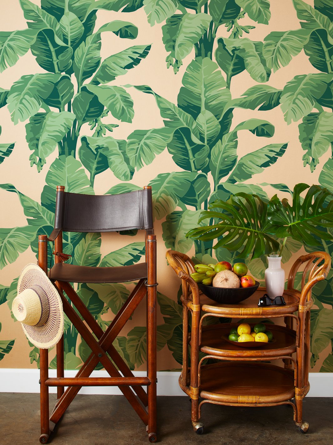 pacifico palm kraft wallpaper by nathan turner green