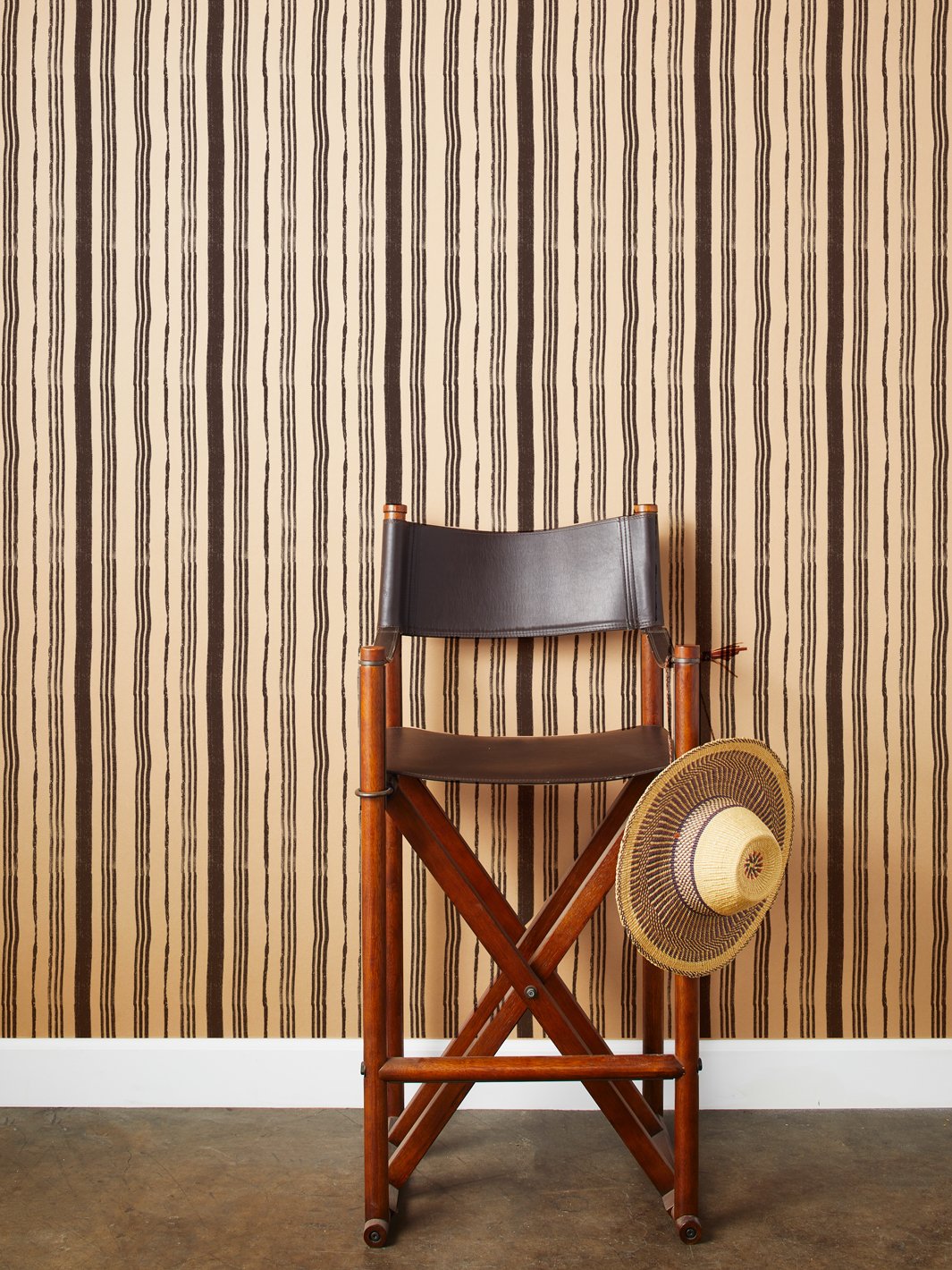 painted stripes kraft wallpaper by nathan turner chocolate