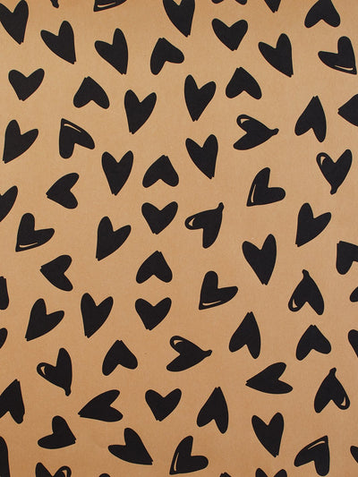 'Scattered Hearts' Kraft' Wallpaper by Sugar Paper - Black