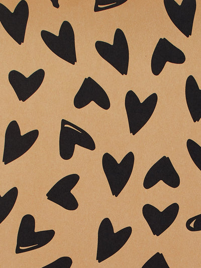 'Scattered Hearts' Kraft' Wallpaper by Sugar Paper - Black