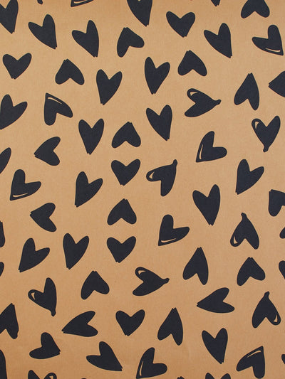 'Scattered Hearts' Kraft' Wallpaper by Sugar Paper - Navy