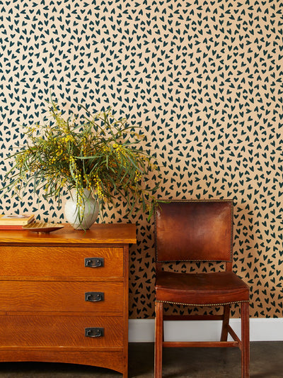 'Scattered Hearts' Kraft' Wallpaper by Sugar Paper - Navy