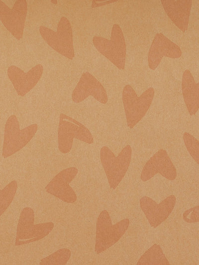 'Scattered Hearts' Kraft' Wallpaper by Sugar Paper - Pink