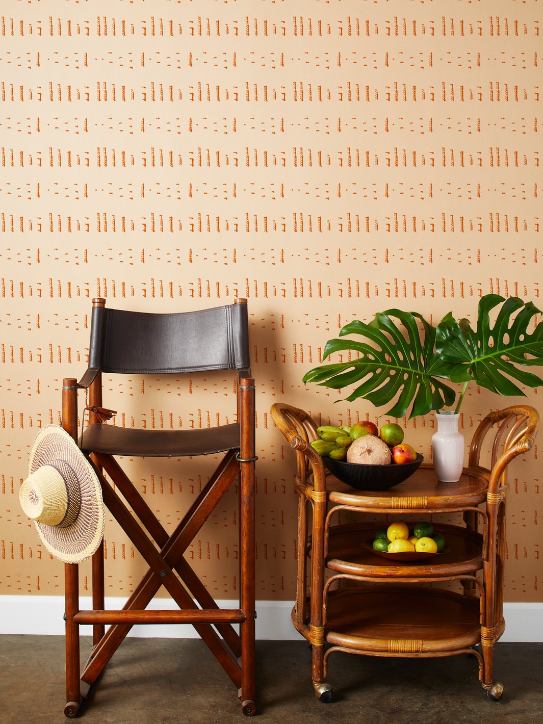 'Stitch' Kraft' Wallpaper by Nathan Turner - Terracotta