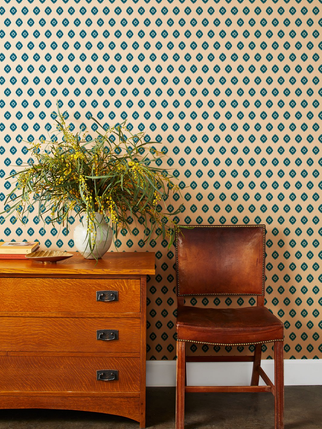 tangier medallion kraft wallpaper blue