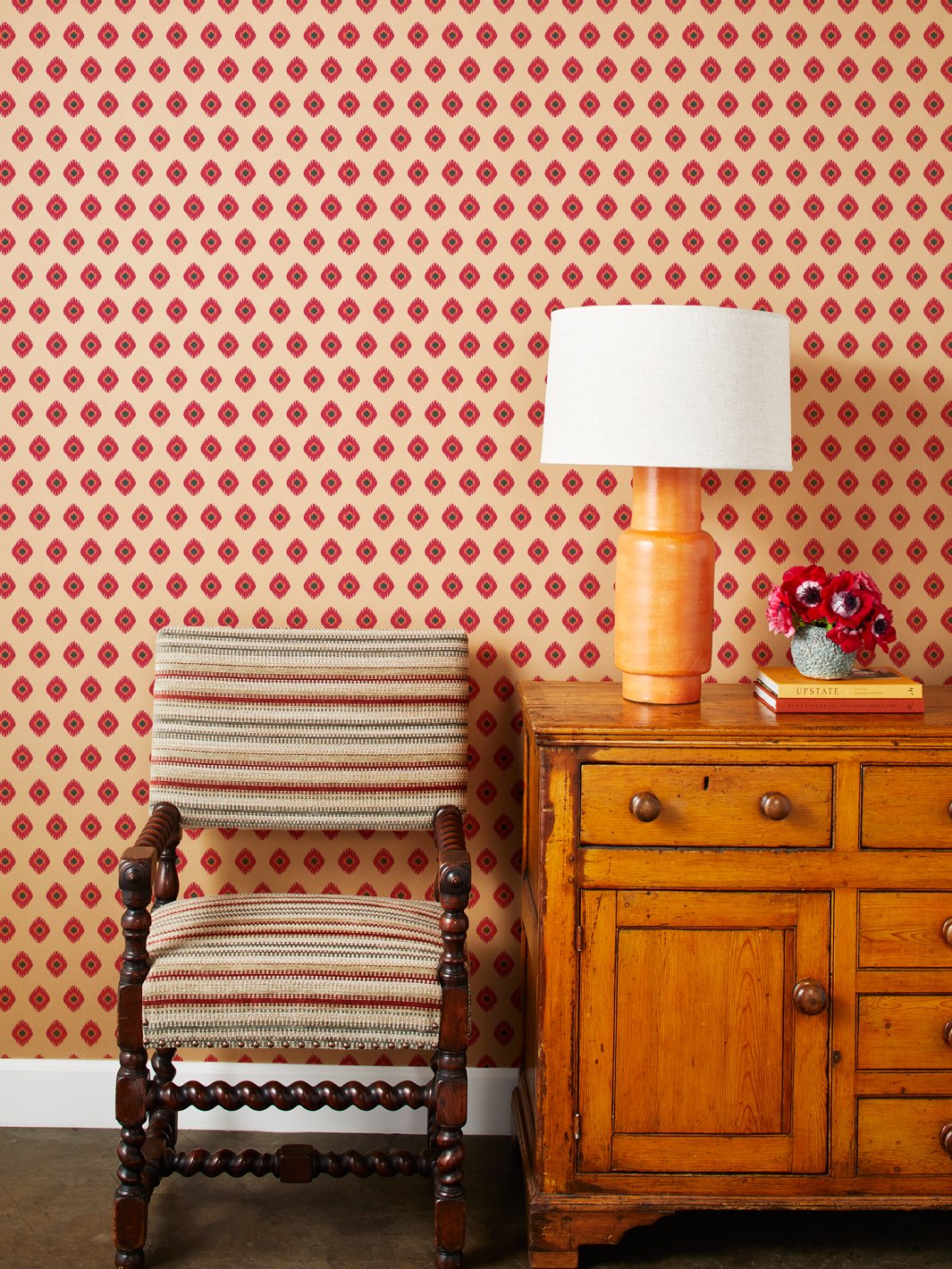 tangier medallion kraft wallpaper rose