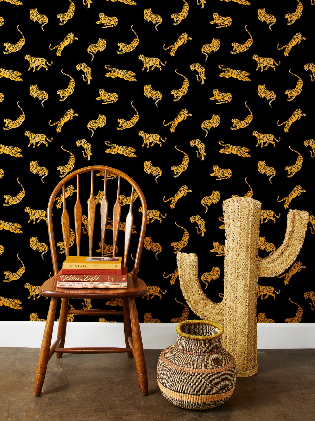 tigers kraft wallpaper by tea collection black