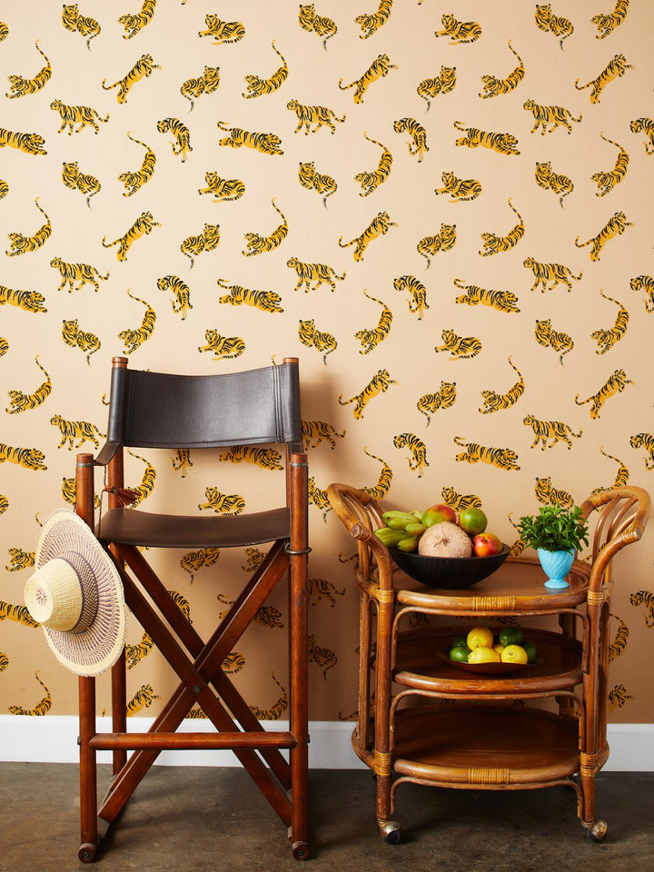 tigers kraft wallpaper by tea collection natural