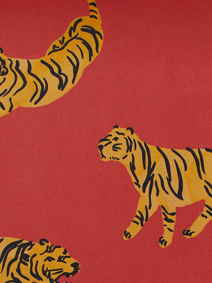 tigers kraft wallpaper by tea collection red