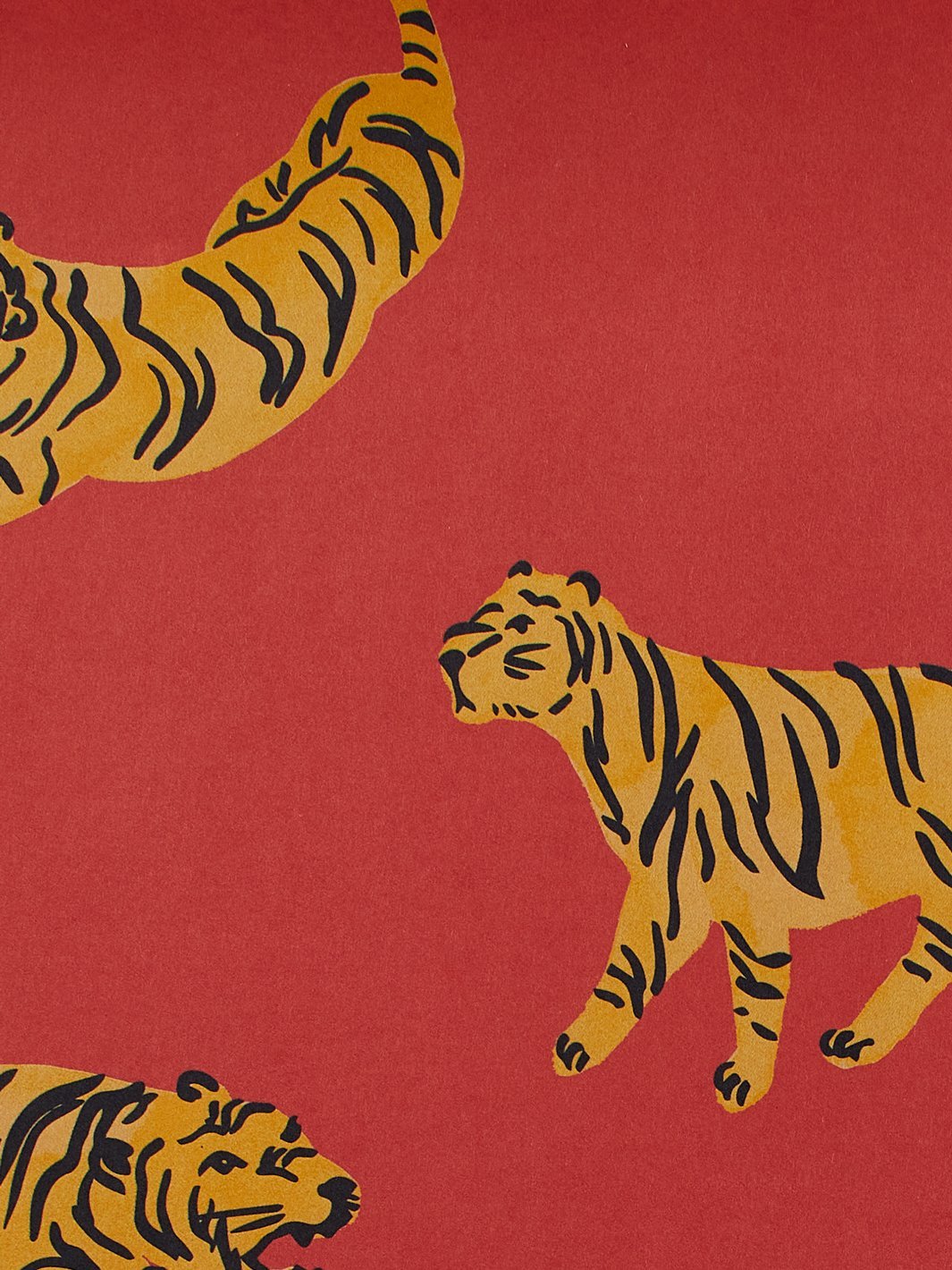 tigers kraft wallpaper by tea collection red